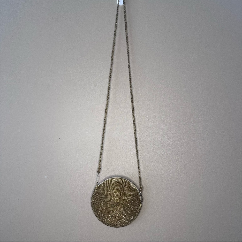 Neiman Marcus Vintage Antique Gold Round Beaded Bag, Crossbody, Clutch, Occasion